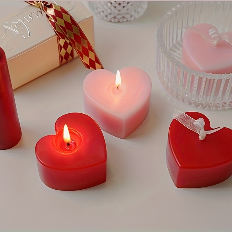 Vela blanca pequeña de cera de soja, velas románticas sin humo, decoración  de San Valentín, decoración