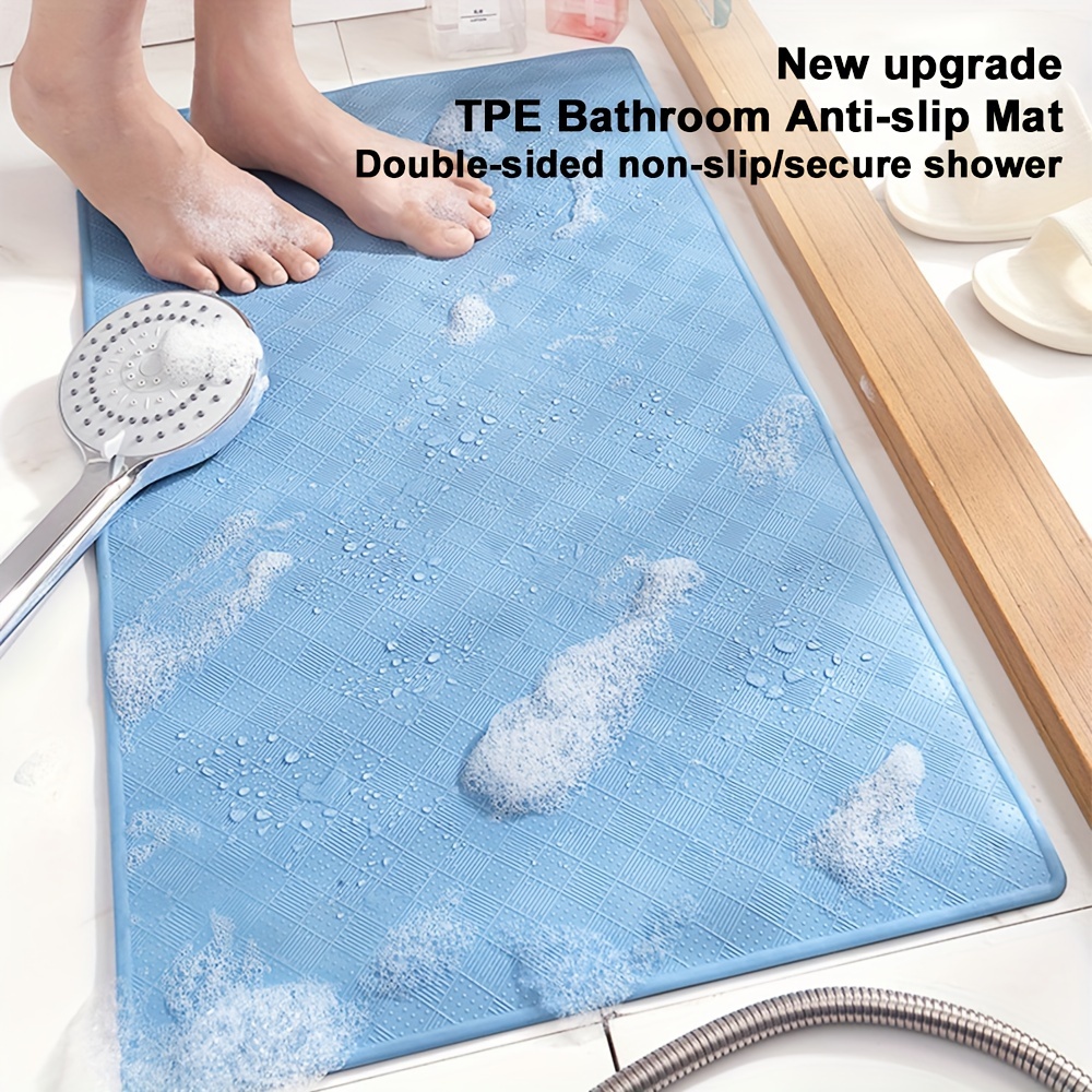  Tapete de baño antideslizante de 23.62 x 35.43 pulgadas,  material TPE para la ducha, área de masaje de pies, tapete de ducha  antideslizante con ventosas y agujeros de drenaje, tapete de