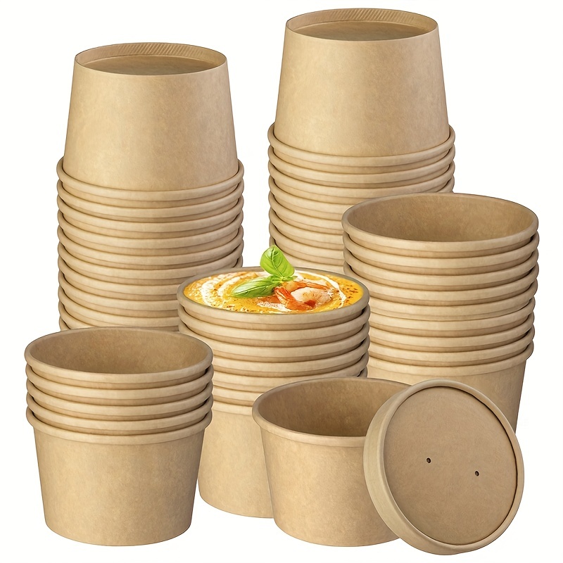  [75Pcs] 8 OZ Paper Soup Cups,Paper Food Containers
