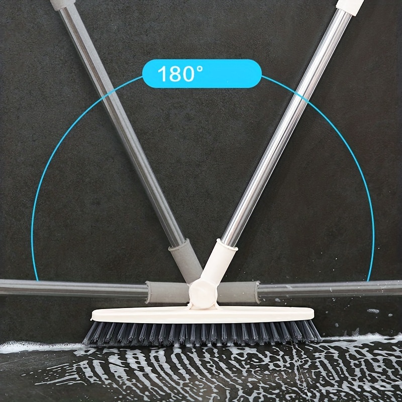 Floor Brush With 3 Replaceable Heads Long Handle Bathroom - Temu