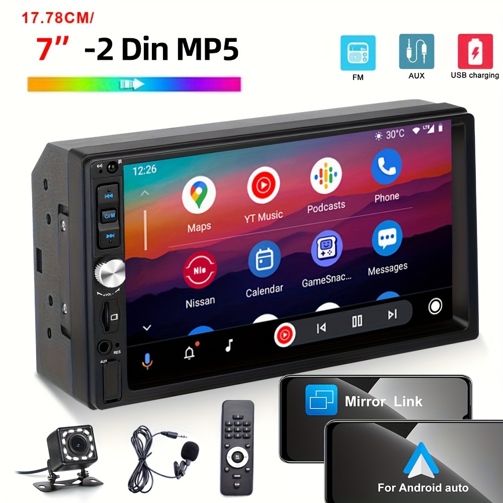 For Android 11 2+ Single Din Car Radio Stereo With Carplay - Temu