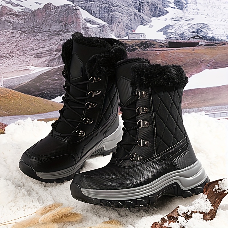 Botas Nieve Color Sólido Mujer Botas Cálidas Informales - Temu