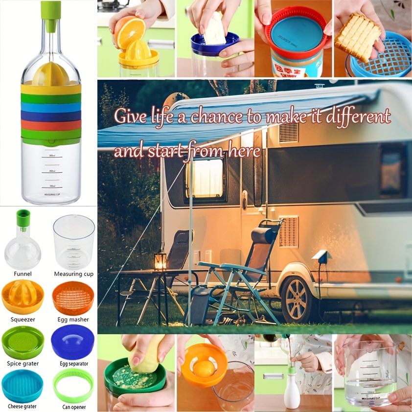 2023 New Style Rv Multipurpose Function Kitchen Tool Bottle 1 Measuring  Glass, Kitchen Gadget,vegetable Cutter Fruit,egg White Separator - Temu