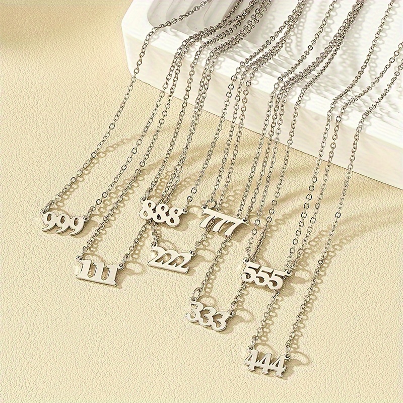 

Chic Vintage-inspired Number Pendant Necklace 111-999 - Casual Attire & Gifts, Alloy