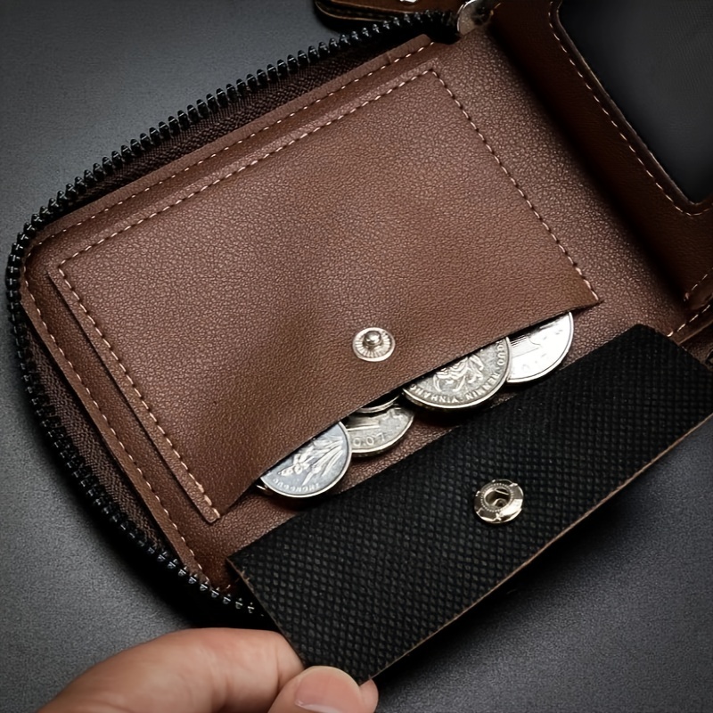 Mens Zipper Card Holder Short Wallet Leather Large Capacity Card Holder  Drivers License Holder Vintage Multifunctional Card Bag Coin Purse, Save  Money Temu