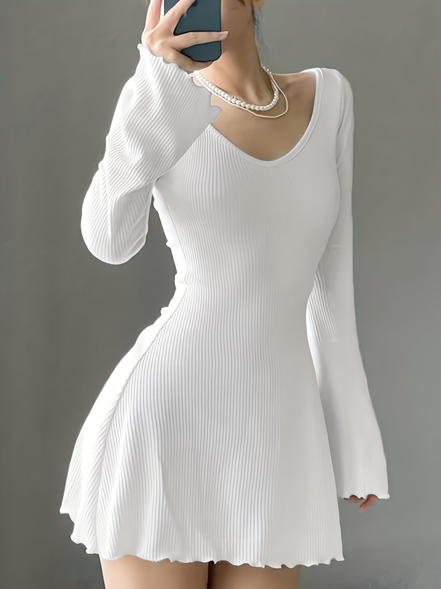 Vestido Blanco Mujer - Temu