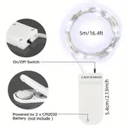 1pc led string lights warm white fairy lights button battery operated christmas lights diy wedding party decoration christmas string lights battery powered no plug details 9
