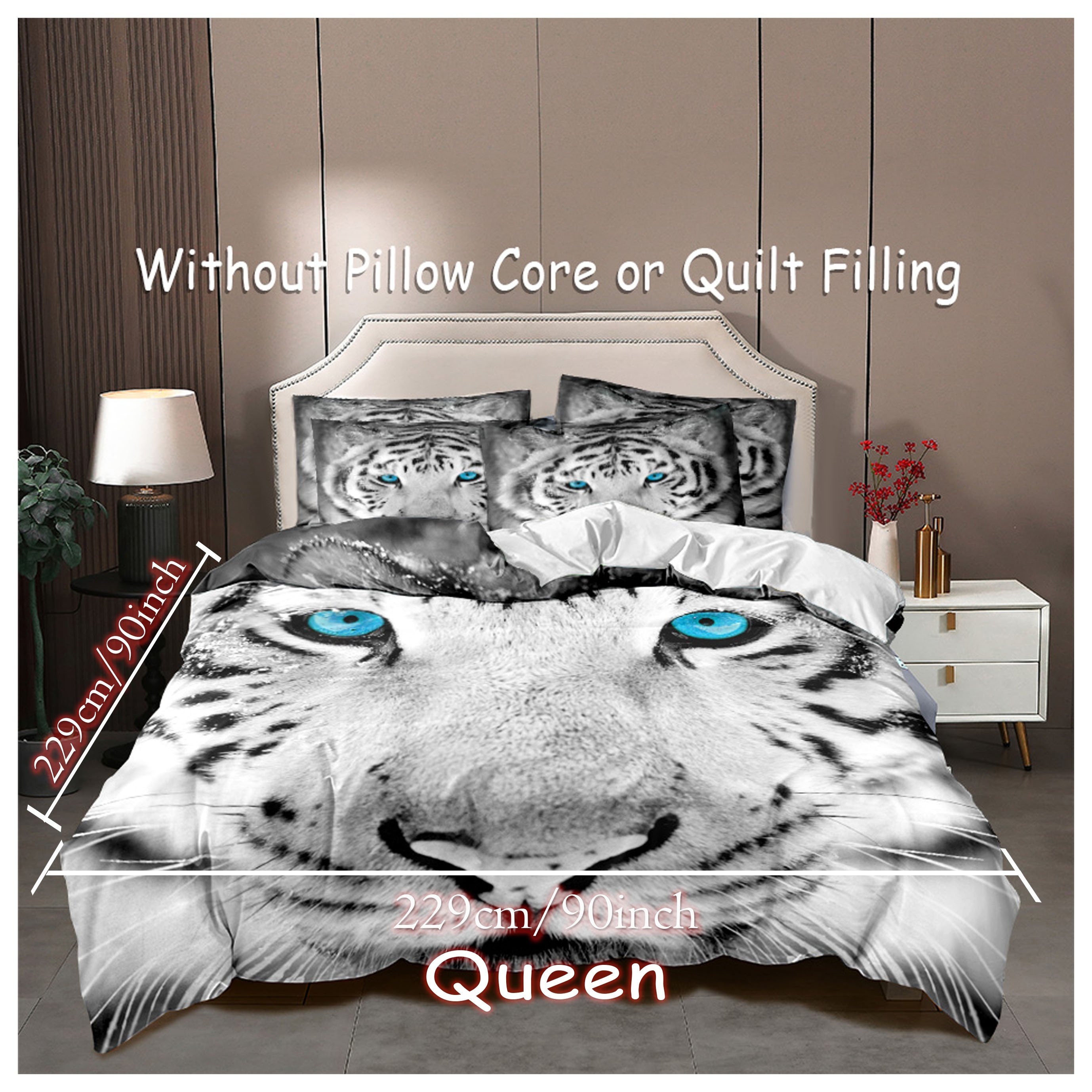 Tiger Bedding Sets, 3D Animal Print Luxury Microfiber Duvet Cover