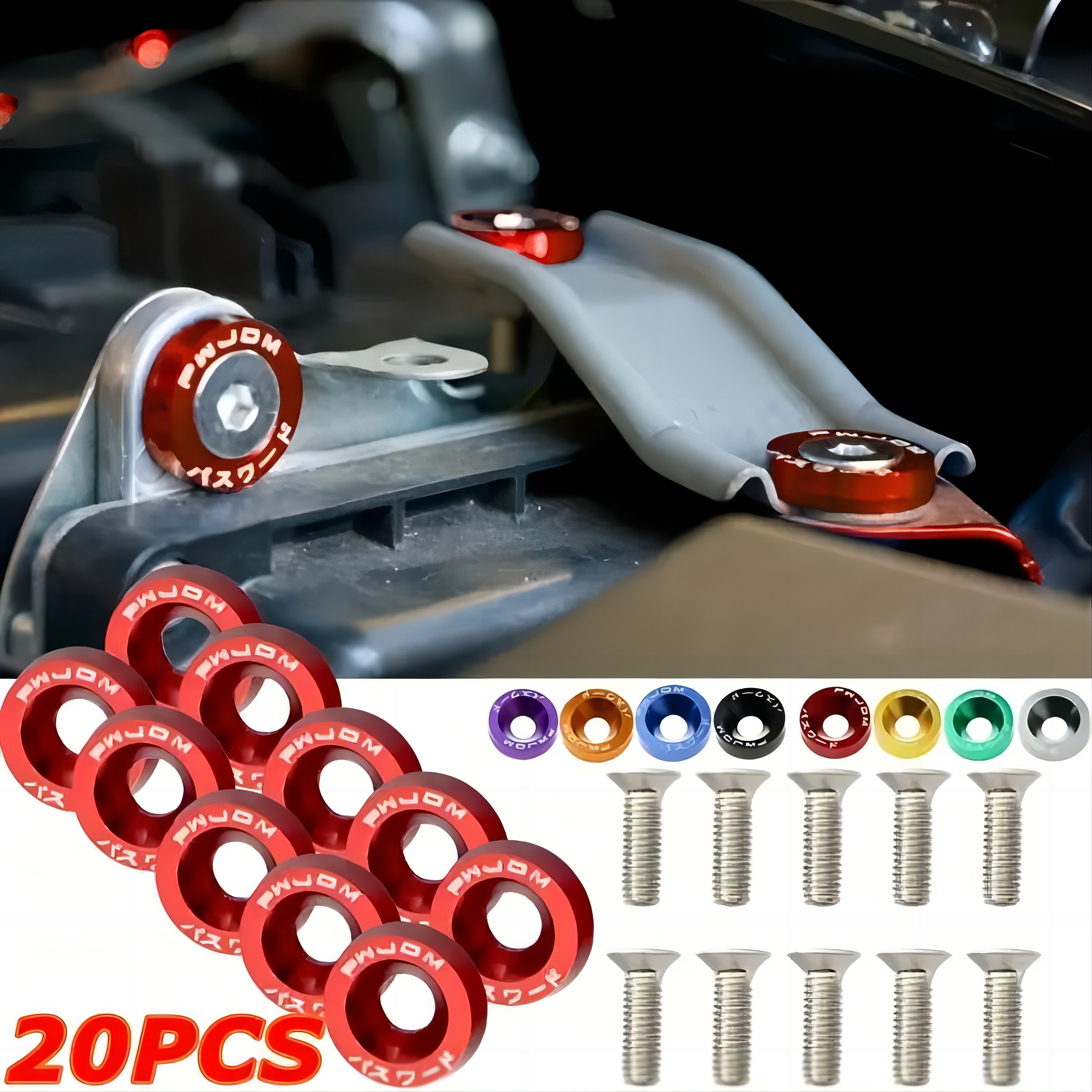 1pc/10pcs Car License Plate Screws And Bolts Car Modification Aluminum  Alloy Gasket Screw Bolt JDM Modified Car Accessories
