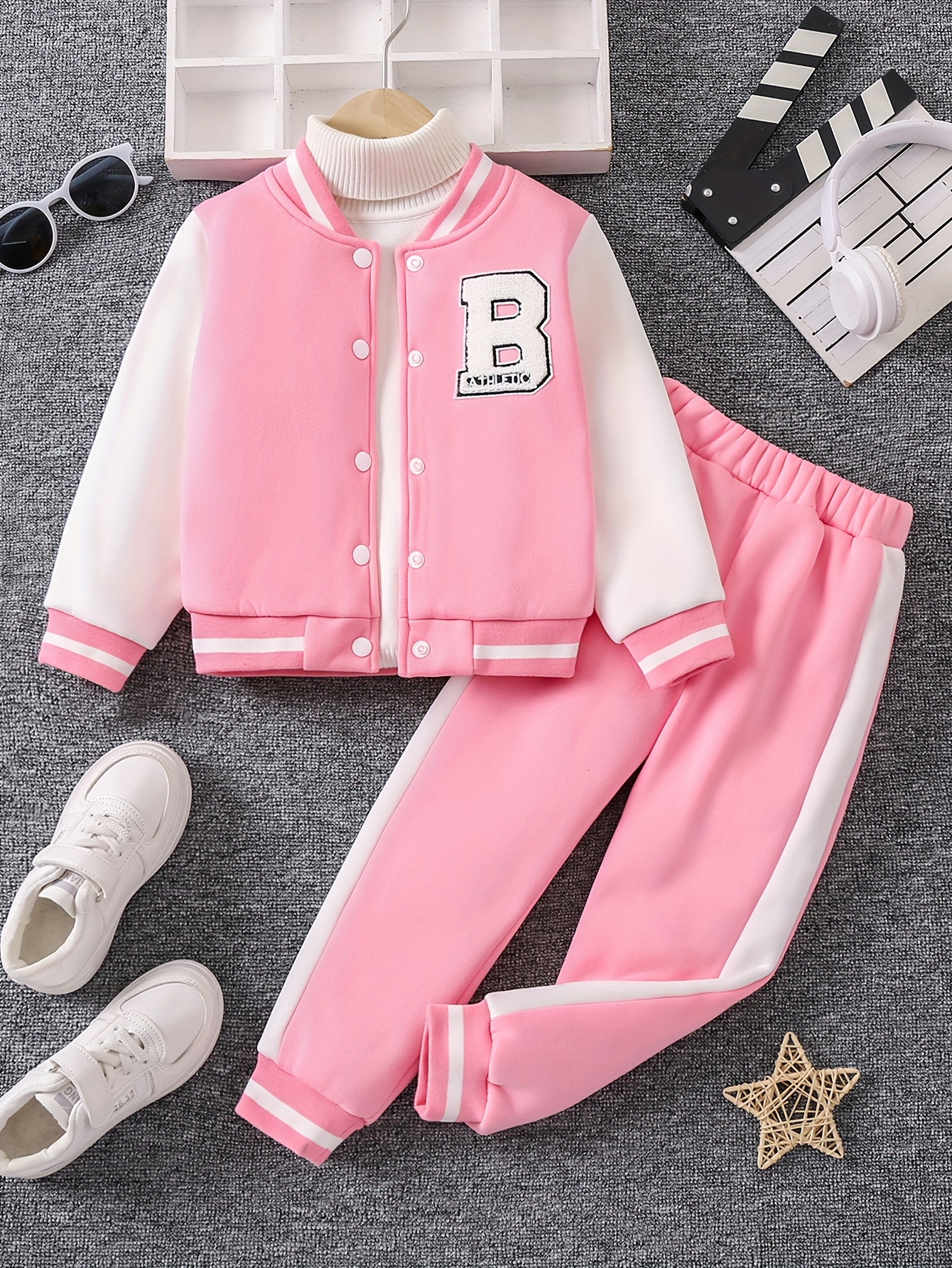 Girls 2pcs Heart Print Hooded Top & Heart Graphic Jogger Pants Set, Comfy  Set Girls' Sets For Gift, Sports