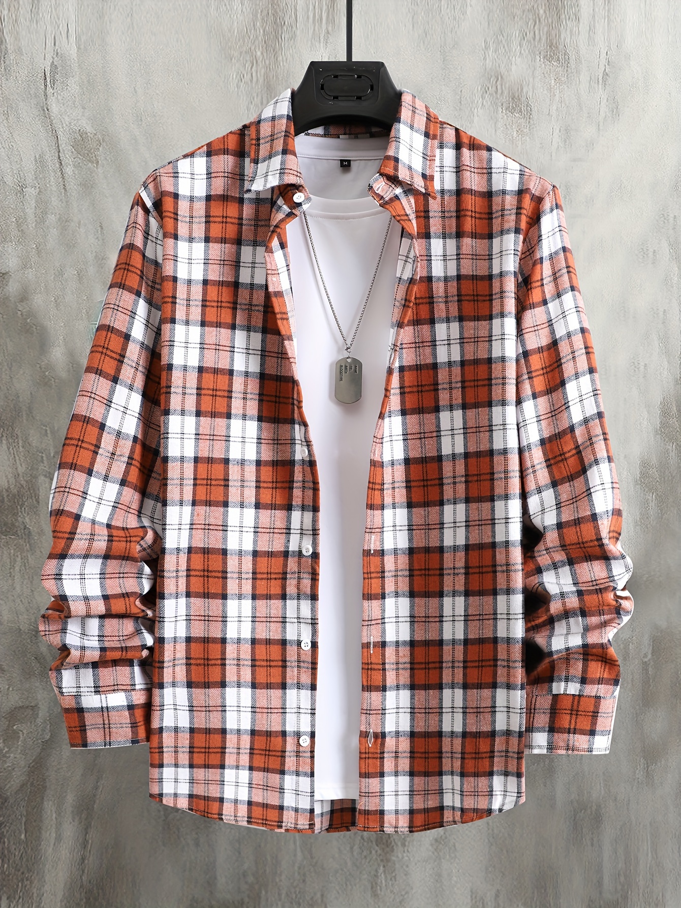 Color Block Plaid Pattern Men's Long Sleeve Button Down Shirt For Spring  Fall Outdoor