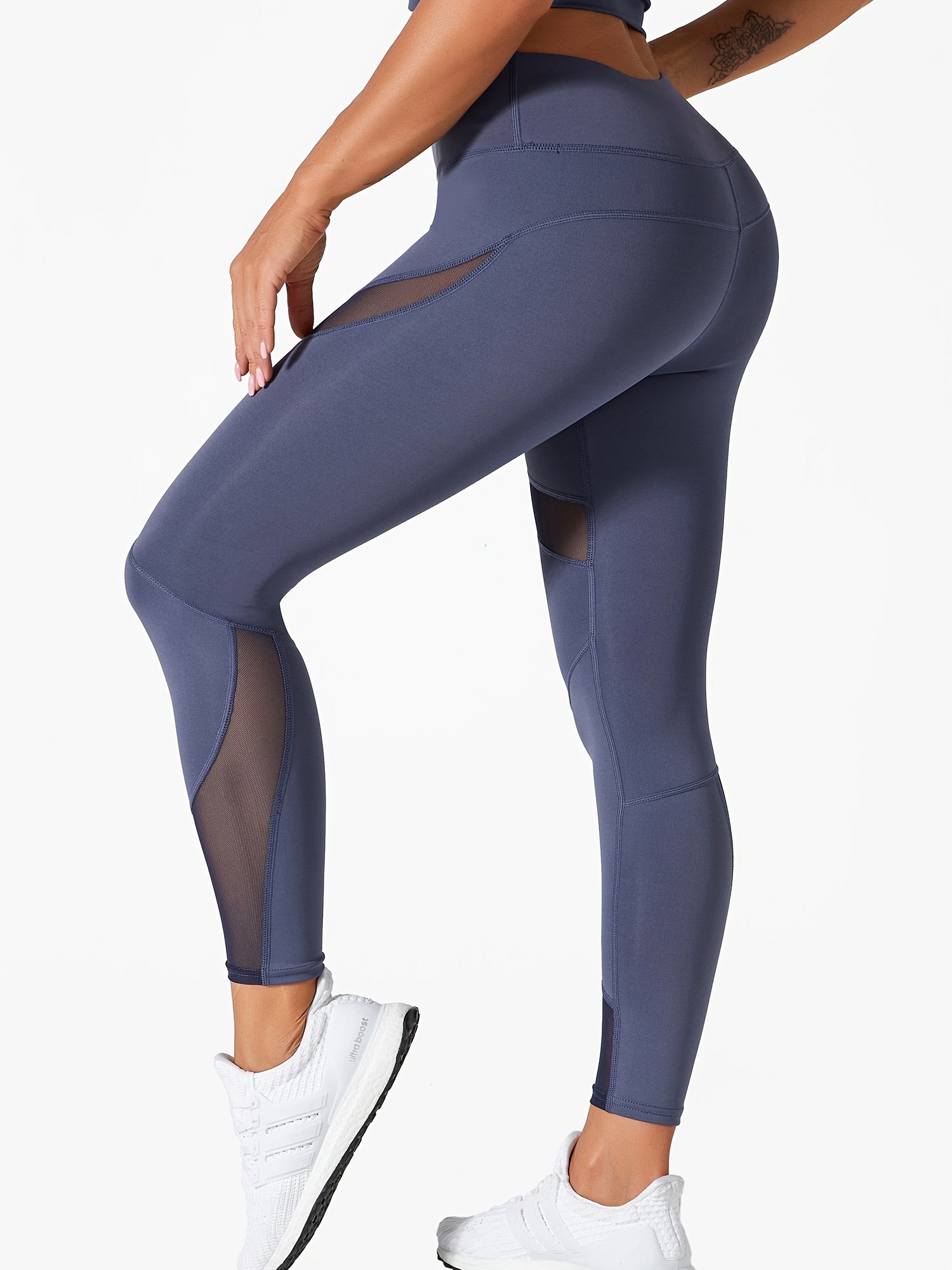 Mesh Stitching Yoga Leggings High Stretch High Waist Workout - Temu