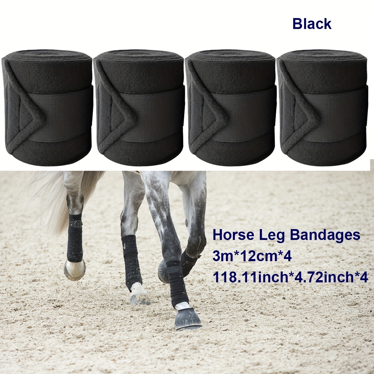 

4pcs Bandages de Jambe de Cheval en Polyester Premium - Ajustement, Équipement Sportif & Équipement