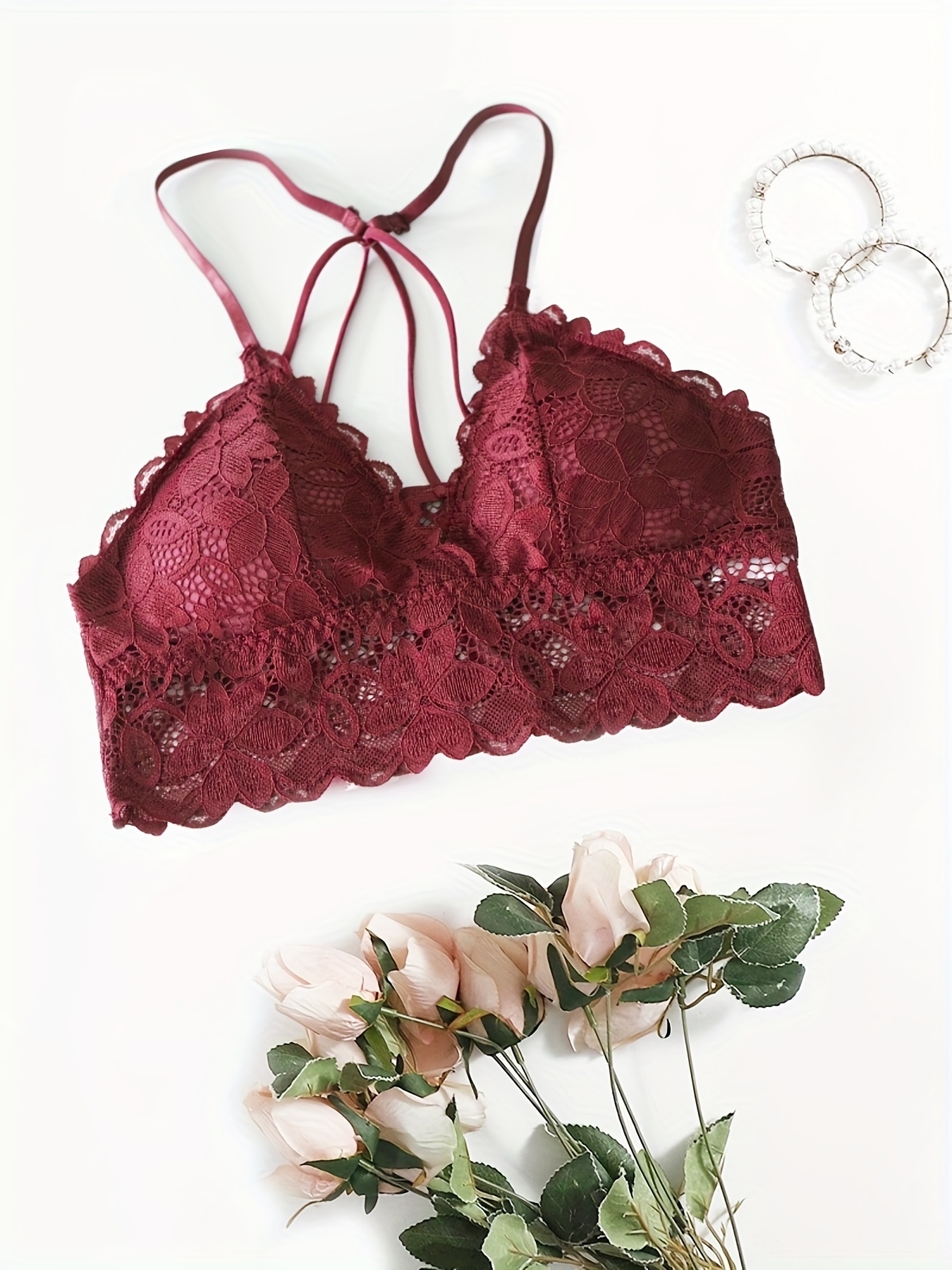 Floral Lace Beautiful Wireless Style Bralette Tube , Lingerie