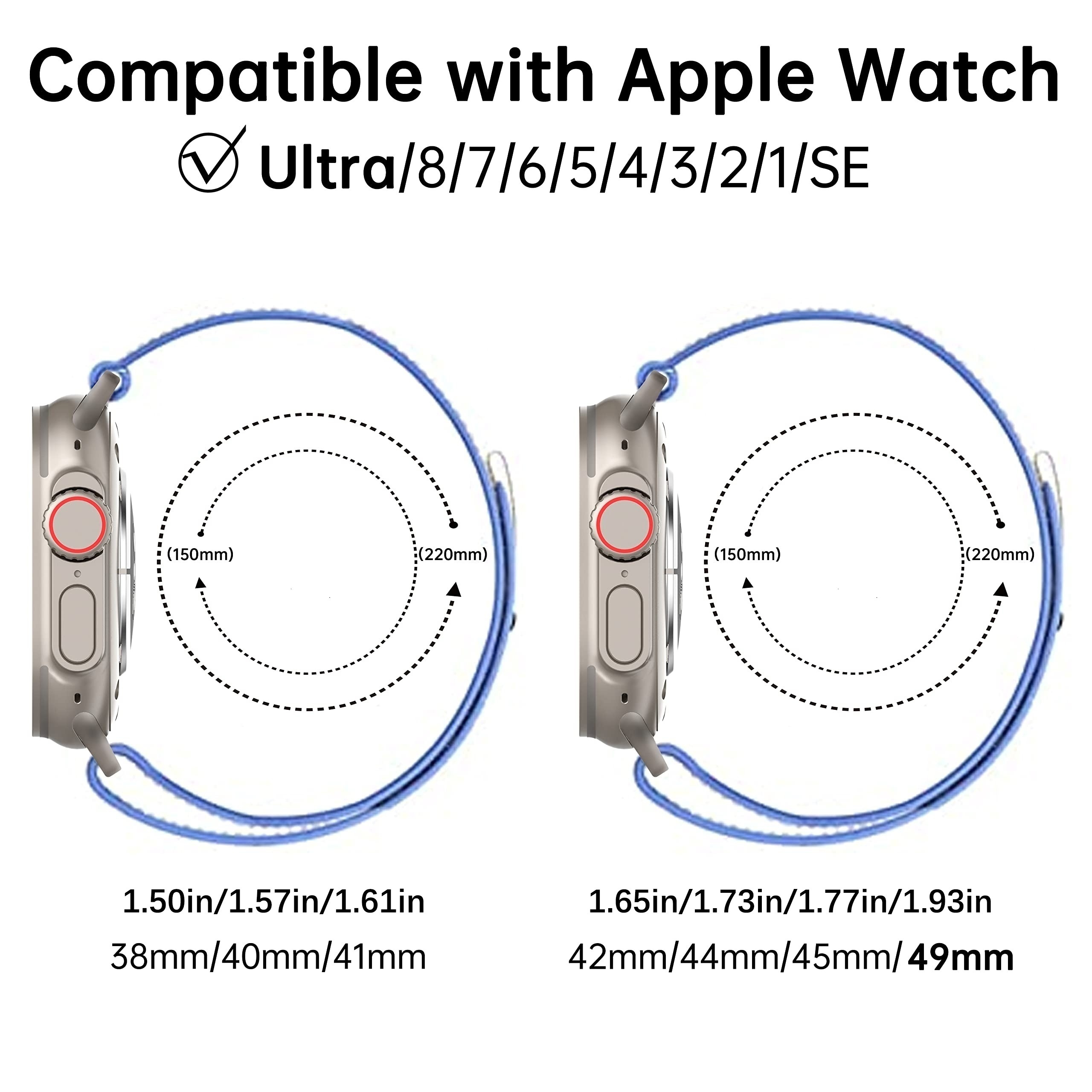  Trail Loop for Apple Watch Band 38mm 40mm 41mm iWatch Band  Women Men, Rugged Sport Strap Soft Nylon Wristband for Apple Watch Bands SE  Series 9 8 7 6 5 4