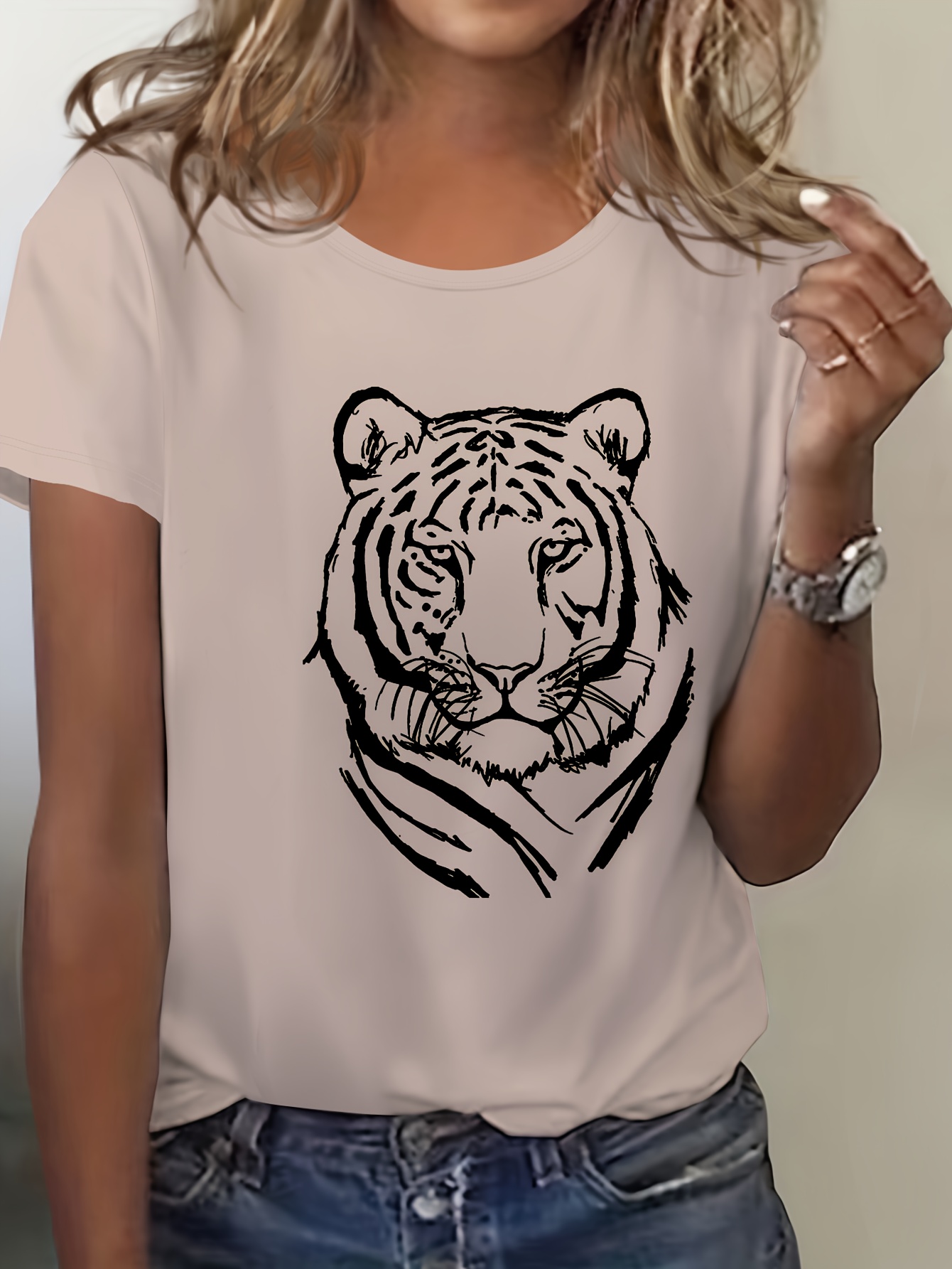 Tiger Crewneck Short-Sleeve Sweatshirt