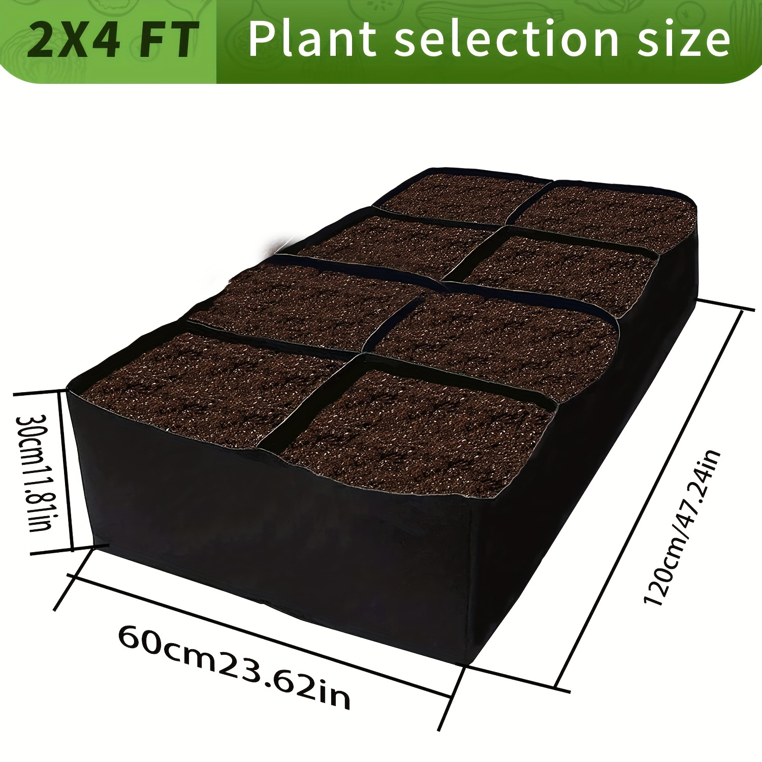 Fabric Raised Garden Bed 128 Gallon 8 Grids Plant Grow Bags