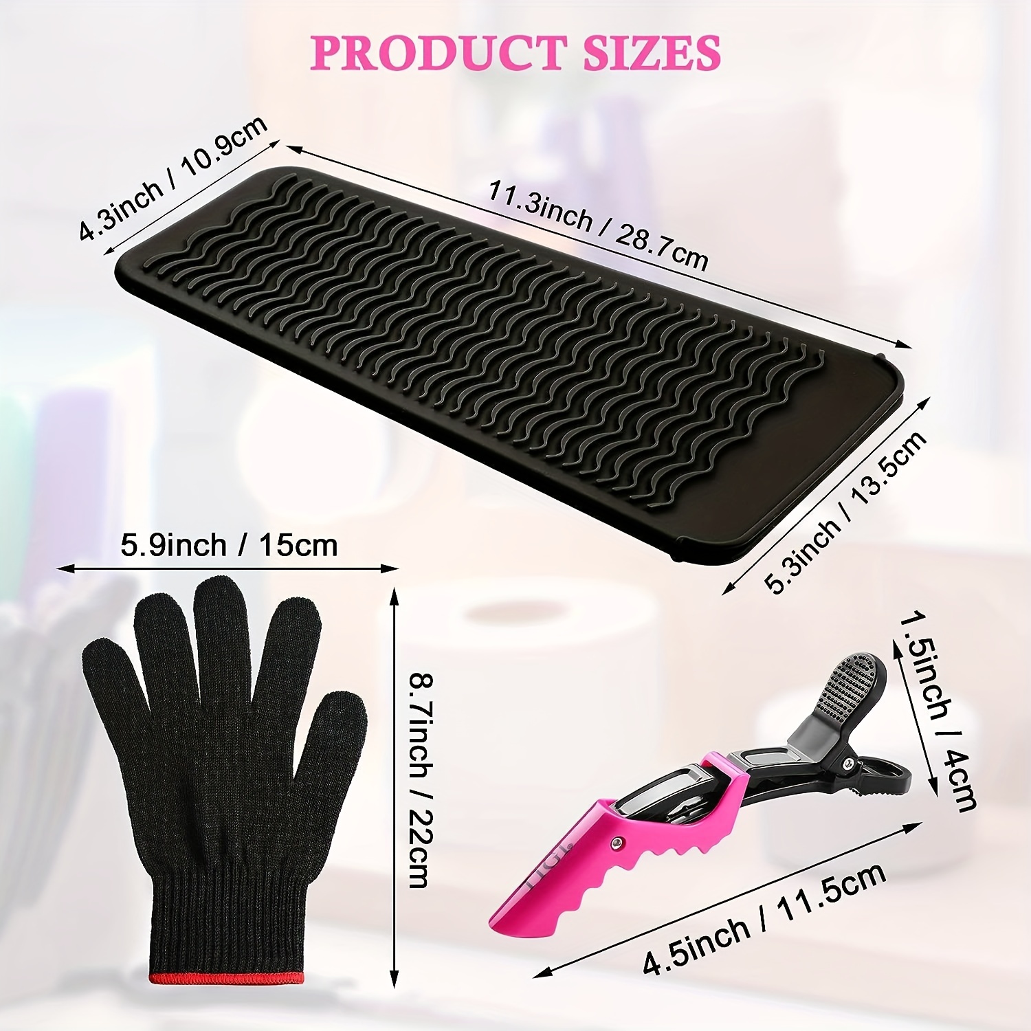  Heat Resistant Mat for Hot Styling Tools, Large Silicone Flat  Iron Mat for Hair Straightener, Travel Anti Heat Pad for Curling Wand, Hair  Tools Appliances (Black) : Beauty & Personal