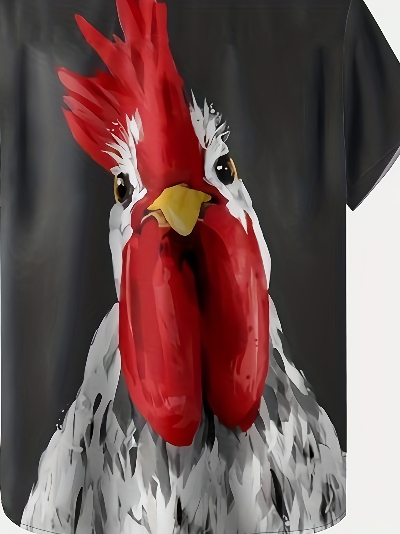 Funny Rooster Print Men's Casual Short Sleeve Shirt, Men's Shirt