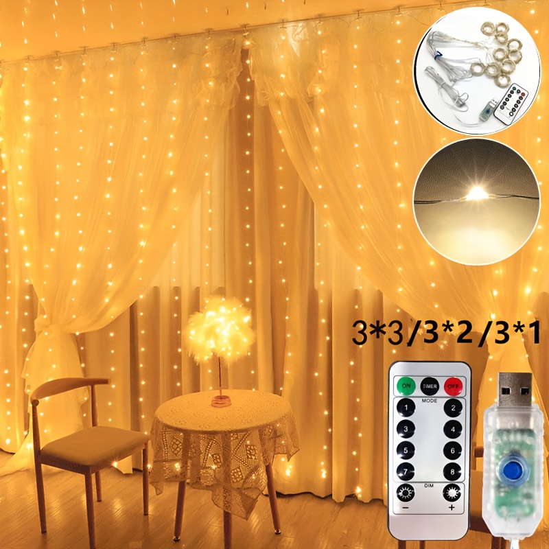 Usb Copper Wire Curtain Light String, With Remote Control Curtain Light  String, Christmas Home Kitchen Fairy Tale Garland Fairy Light String, Room  Bedroom Curtain Light Indoor Light String Wedding Party Home Lighting