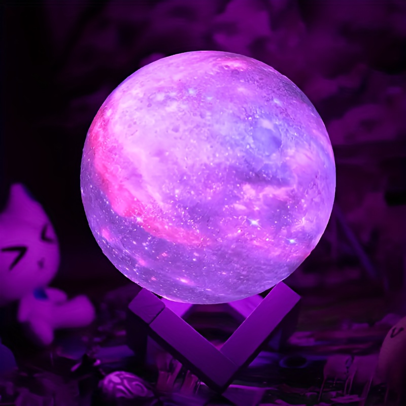 Lámpara de luna 3D, 16 colores, luz de luna con soporte y control remoto y  táctil y USB recargable, el mejor regalo para bebé, niños, amantes