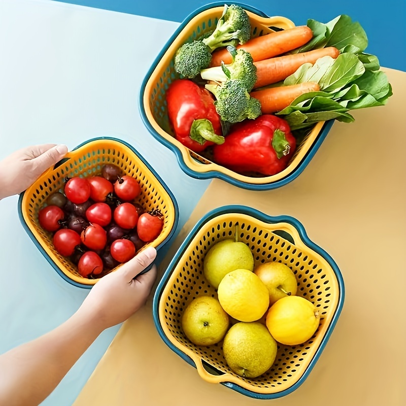 Drain Basket, Kitchen Multifunctional Basket, Double Vegetable