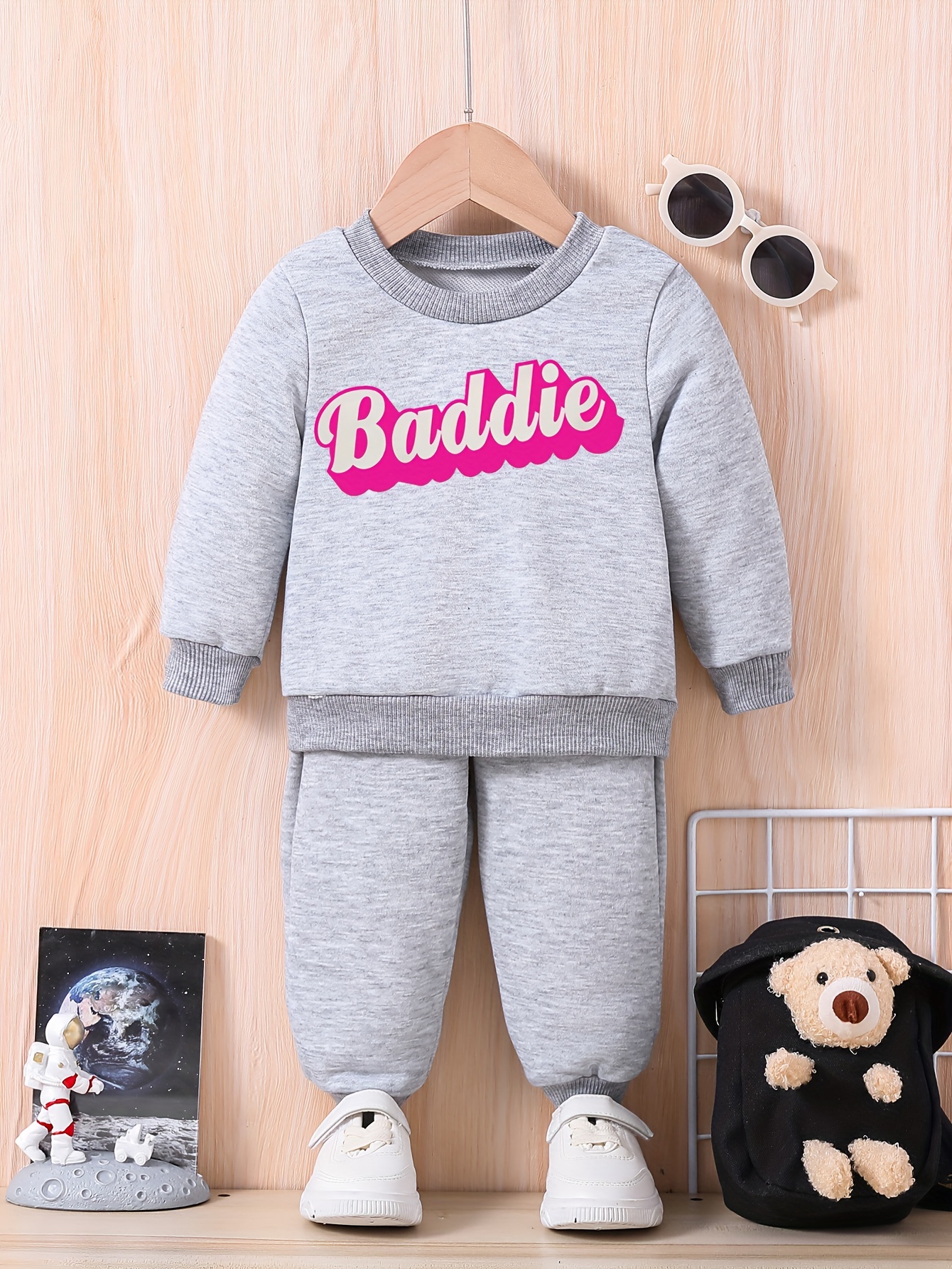 Girl's Letter Print Outfit, Jacquard Hoodie & Sweatpants Set, Casual Long  Sleeve Top, Toddler Kid's Clothes For Spring Fall Winter - Temu