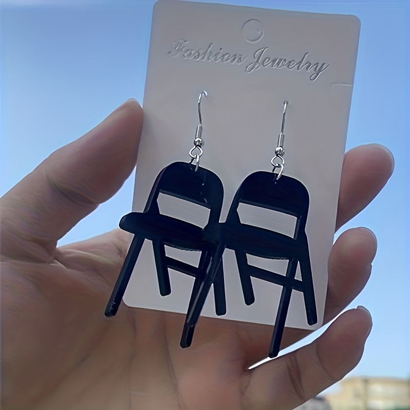 New Design Creative Funny Colorful Folding Chair Shape Pendant Earrings  Resin Acrylic Punk Toy Earrings for Women Girls Jewelry