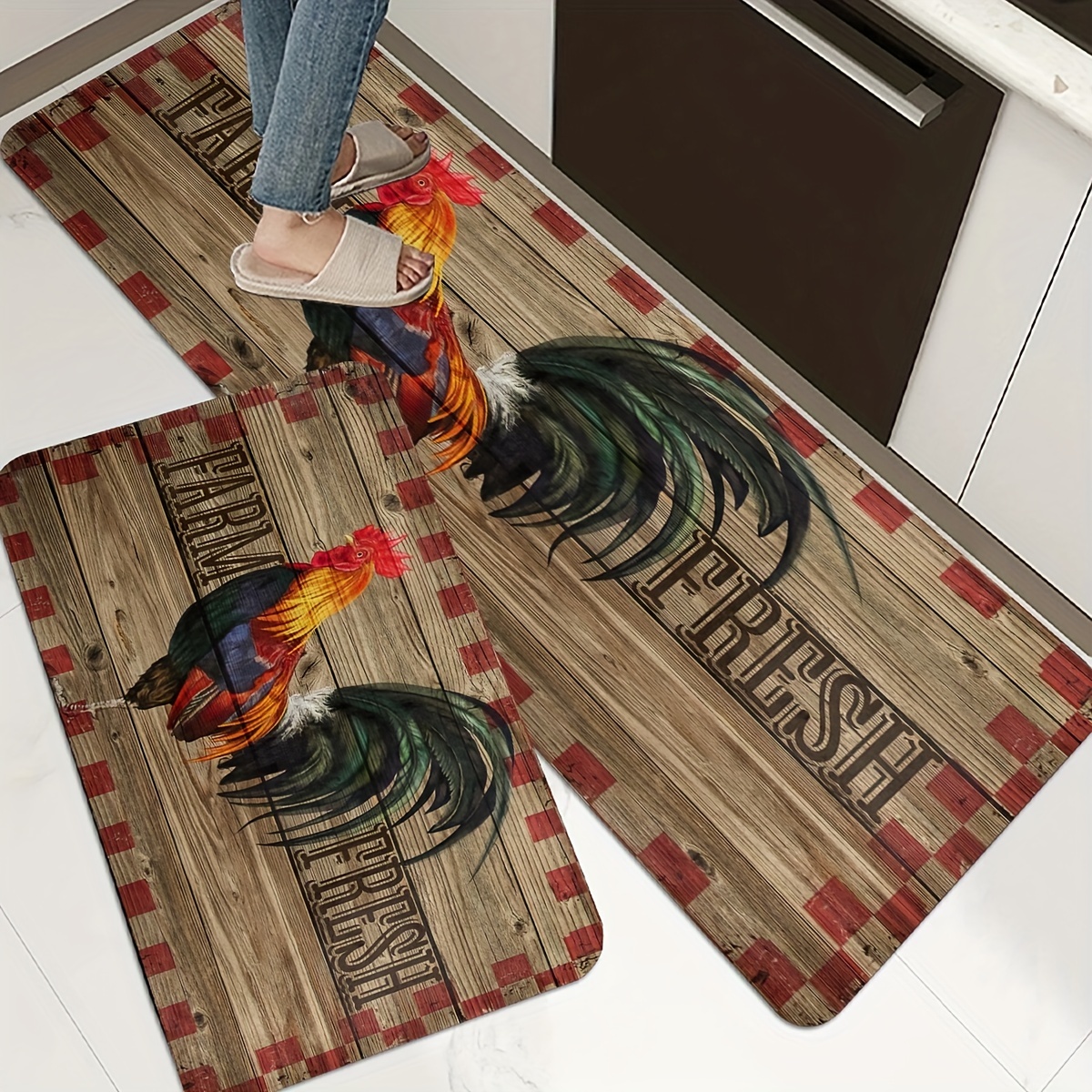 Chicken Print Kitchen Mat For Floor Anti slip Hallway - Temu