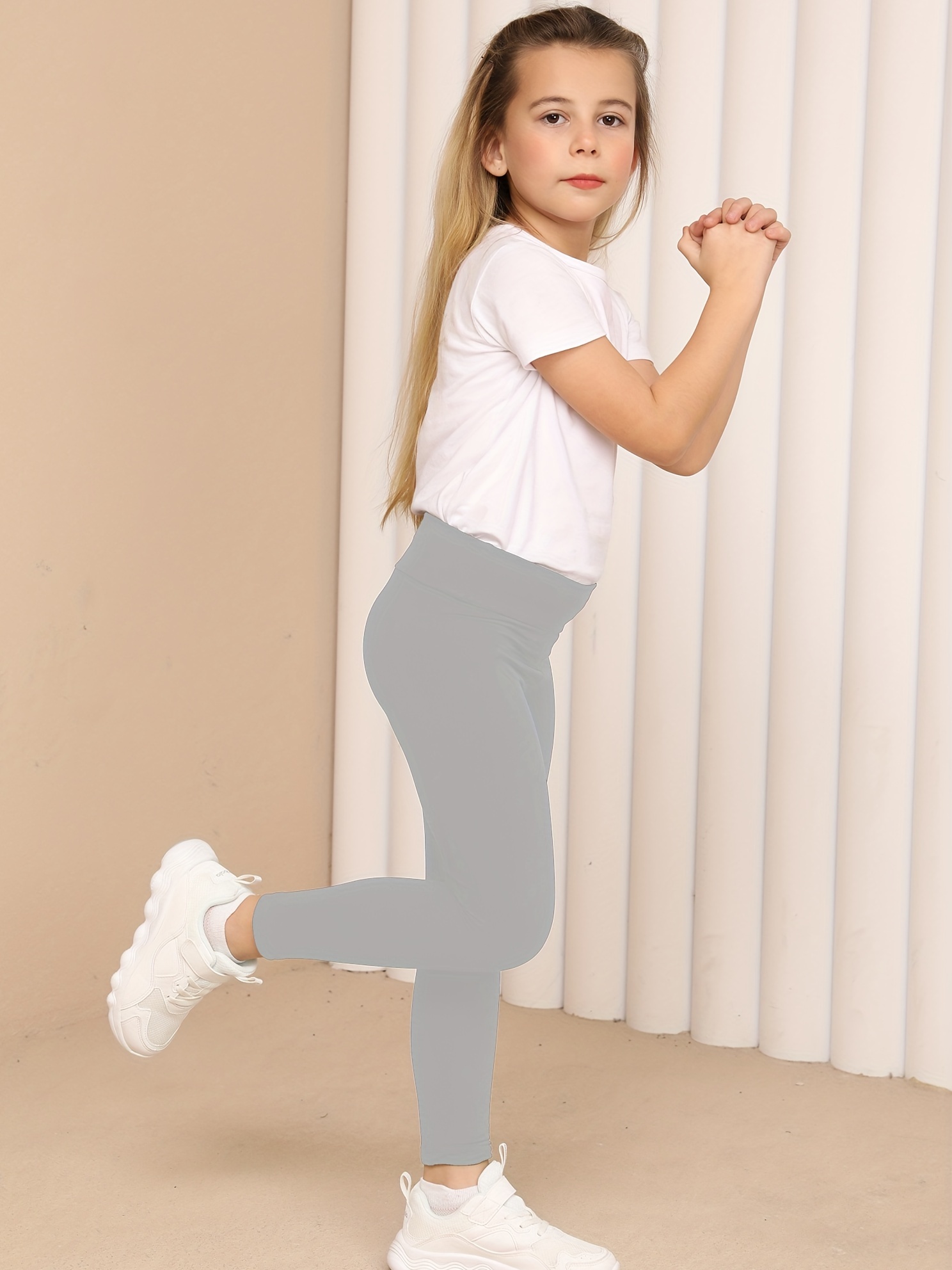 Girls Soft Elastic White Color Leggings