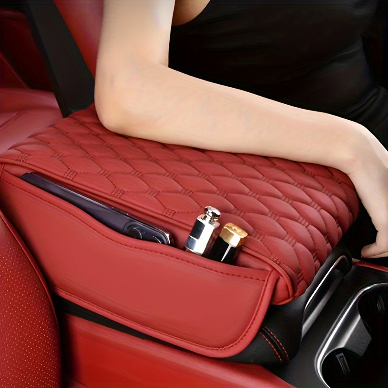 Cuscino bracciolo auto, Universal Memory Pu Leather Car Center Console  Bracciolo Cuscino con portabicchieri e tasca portaoggetti, console centrale  scatola portaoggetti auto