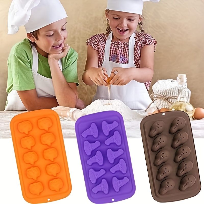 Halloween Candy Molds 4 Pcs Chocolate Molds Silicone with Ghost Pumpkin Bat  & Witch Hat