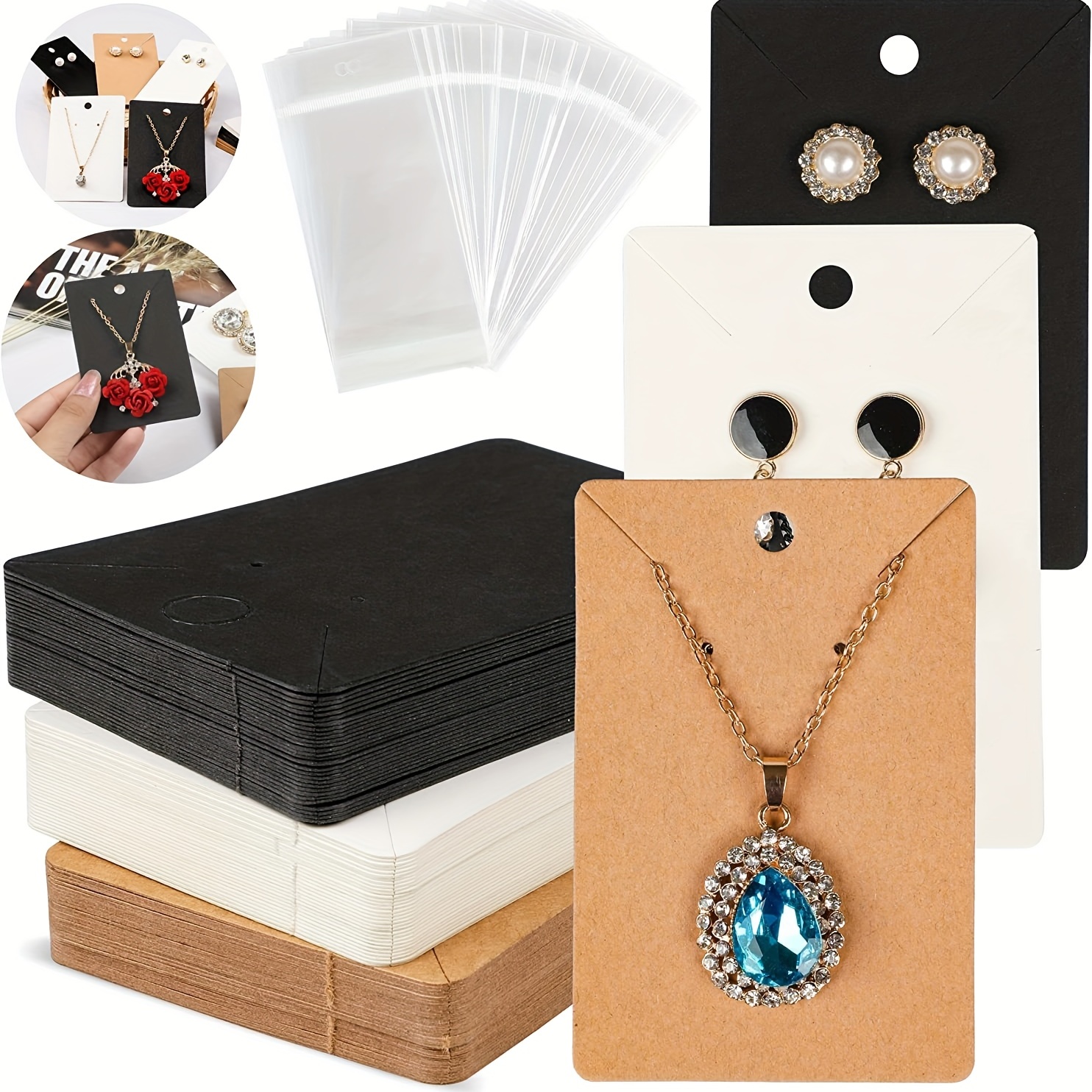 Blank Jewelry Card Kraft Paper Earring Displaying Paper Card - Temu