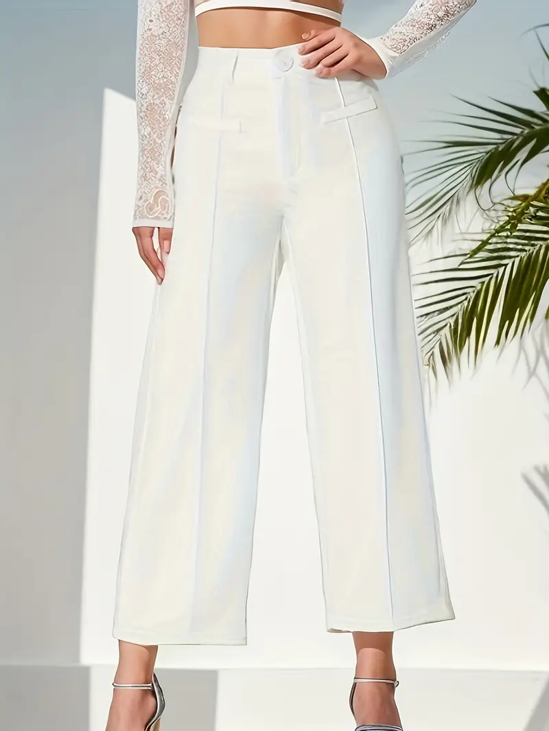 Solid High Waist Skinny Pants Elegant Pants Spring Fall - Temu