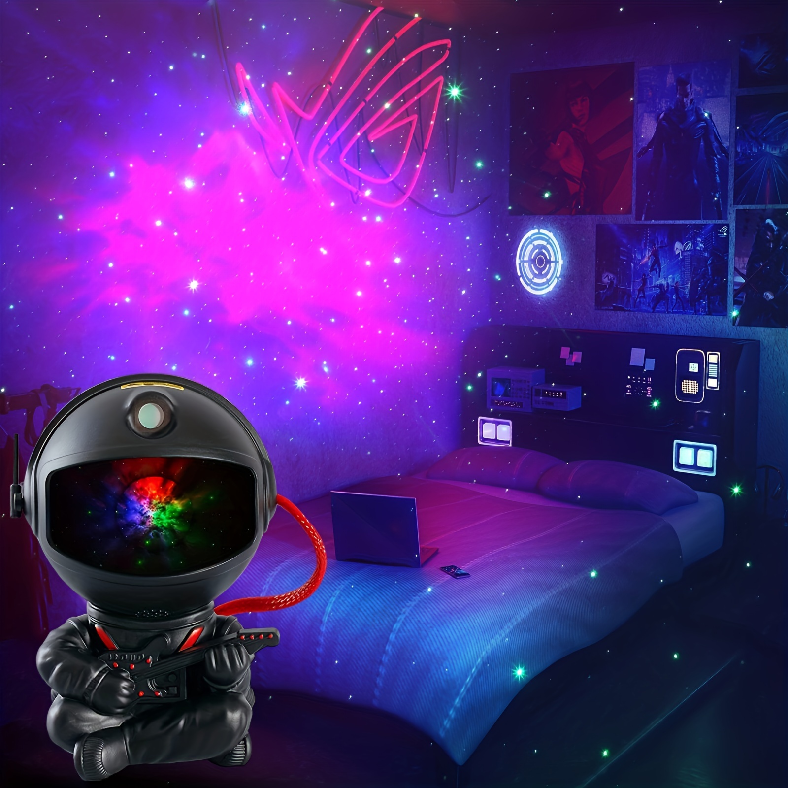 Proyector de luces nocturnas Galaxy 8 en 1, planetario de estrellas,  proyector ajustable de 360 ° para techo de dormitorio de niños, cine en  casa - AliExpress