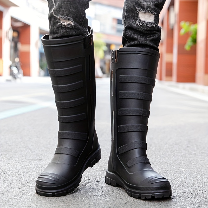 Botas de lluvia antideslizantes para hombre, zapatos de trabajo de  seguridad impermeables, hasta la rodilla con plataforma, para pescar,  novedad de