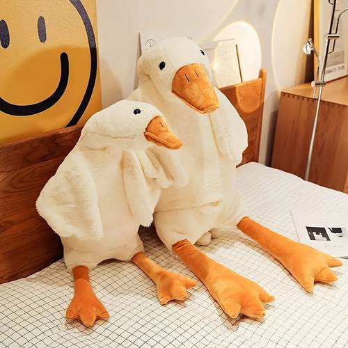Big White Goose Long Pillow Girl Sleeping Legs Duck Big Goose Plush Toy