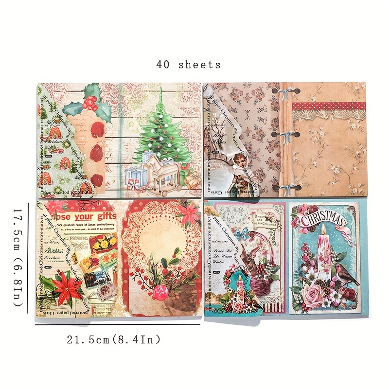 Retro Christmas Series Decorative Material Paper Gift Wrapping Paper  Collage Junk Journals Scrapbookings Stationery Supply