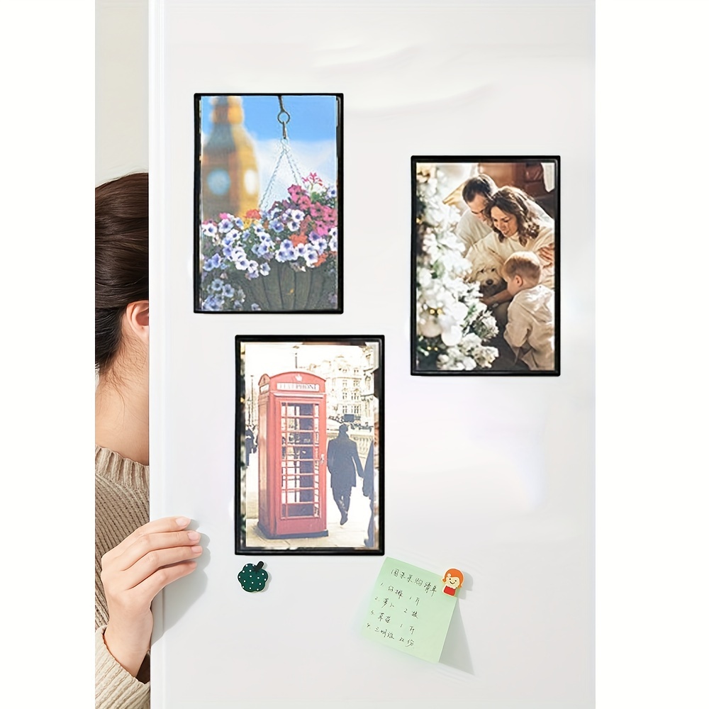 Black Magnetic Picture Frame Photo Magnets Sleeves For - Temu