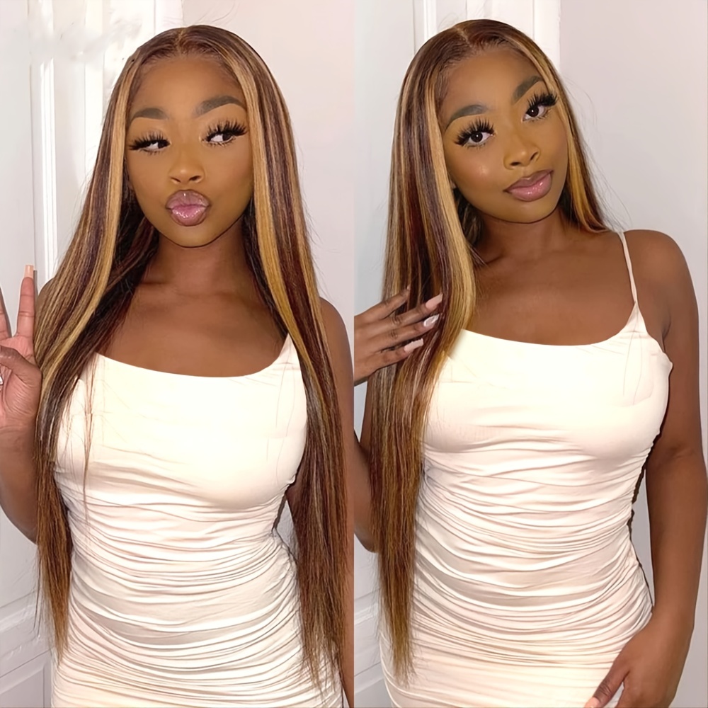13x4x1 Lace Frontal Human Hair Wig Natural Straight Ombre Honey Blonde