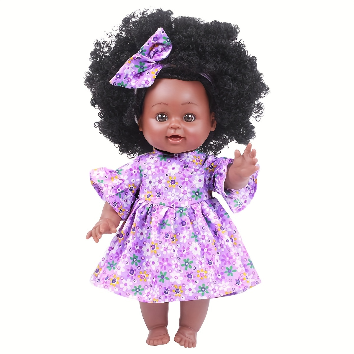 Poupée noire de 30,5 cm pour bébé fille, poupée africaine américaine avec  vêtements lavables (rose)