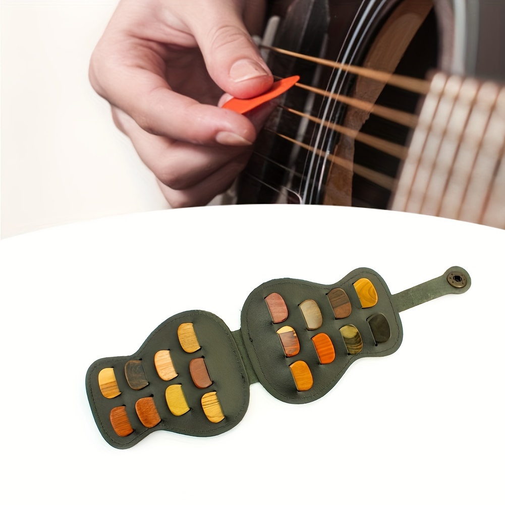 1pc Guitar Pickup Storage Bag, Large Capacity PU Faux Leather Portable, Musical Instrument Wood Grain Universe Retro Style Musical Instrument Accessories Universal Guitar Pickup Bag Has Texture- Convenient And Durable Pick Storage Box