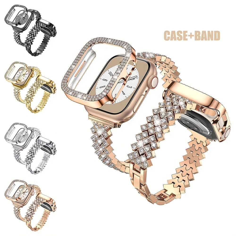 Luxury Watch Band for Apple Watch 8 7 41 45mm 6 5 4 Women Rhombus Stainless  Steel Bracelet for iWatch Ultra 44 40 42 38MM Strap - AliExpress