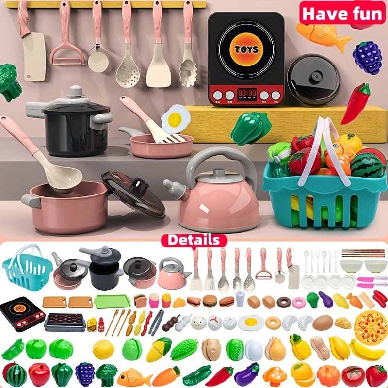 Girl Kitchen Playhouse Toy Simulazione Set Cucina Taglio Frutta E