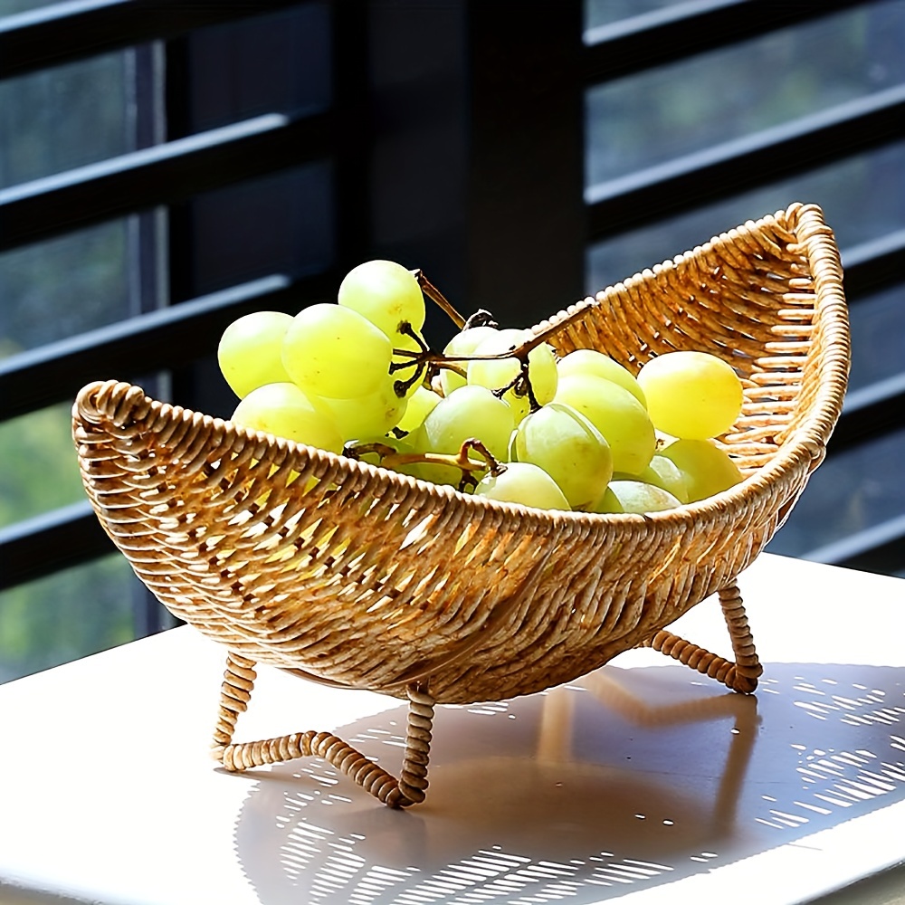 Boho Boat shaped Woven Fruit Basket Durable Storage Dessert - Temu