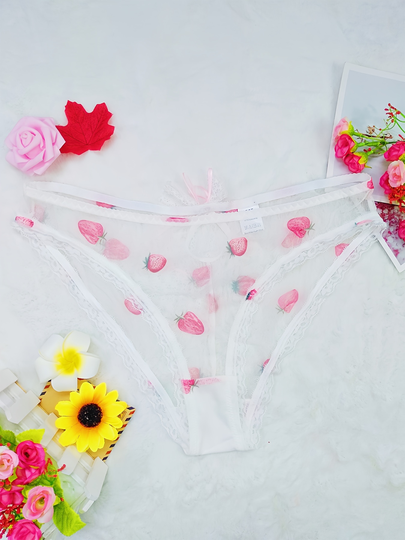 Plus Size Sexy Panty Women's Plus Strawberry Print Bow - Temu