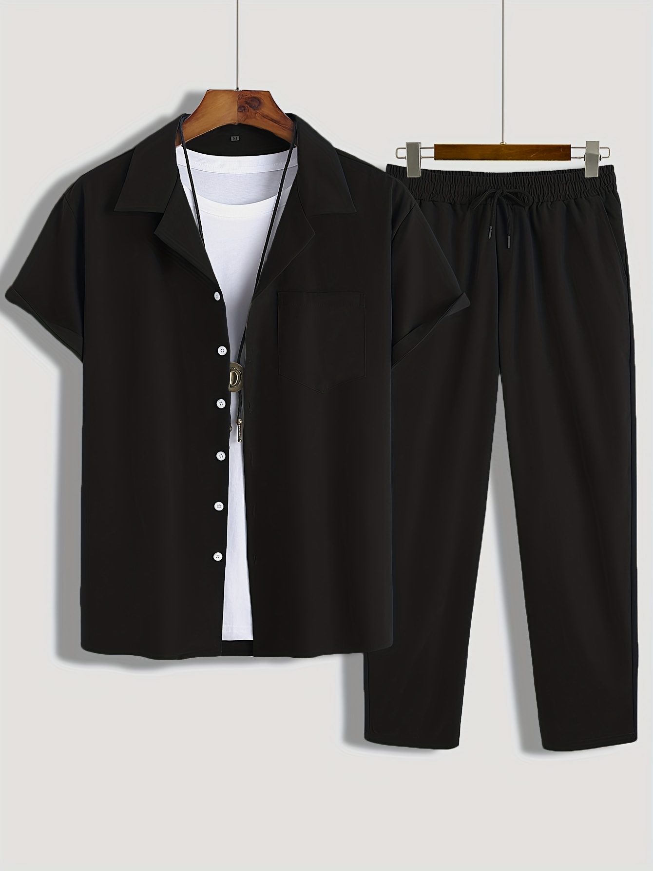 Ensemble chemise et pantalon à manches courtes pour hommes, tenue