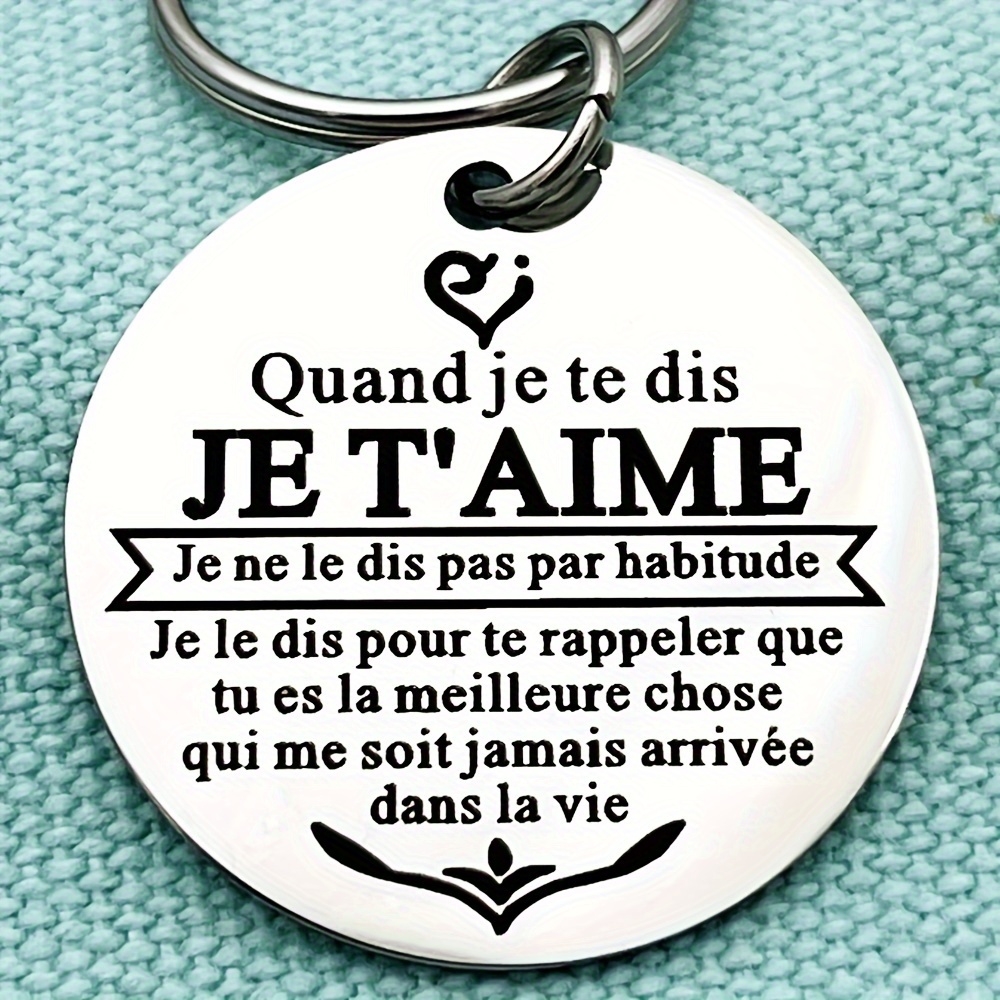 

French Anniversary Keychain For Wife Husband Couple Valentines Day Christmas Birthday Wedding Stainless Steel Key Chain Gift For Boyfriend Girlfriend