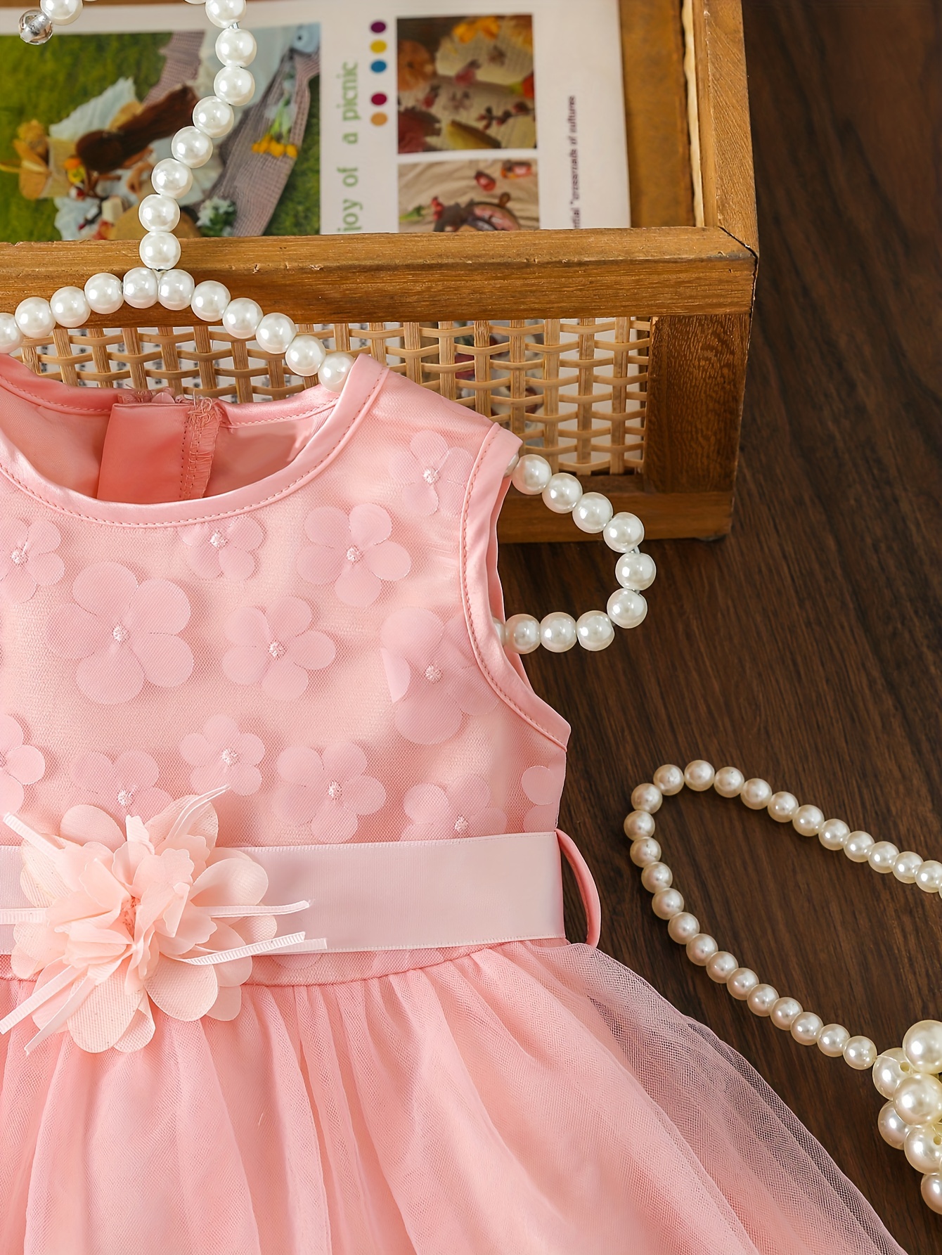 Vestido Infantil Princesa Marrom e Rosa