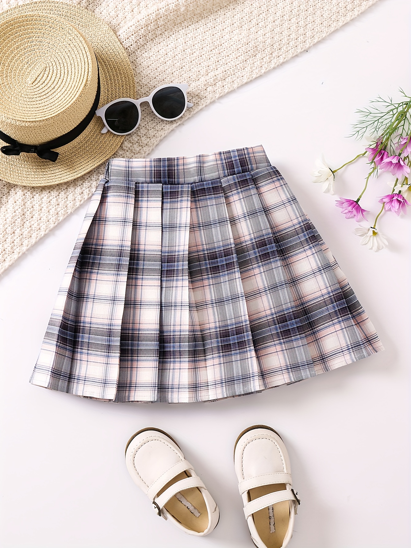 Cute Baby Girl Long Sleeve Ruffle Plaid Skirt Swing Triangle - Temu Canada